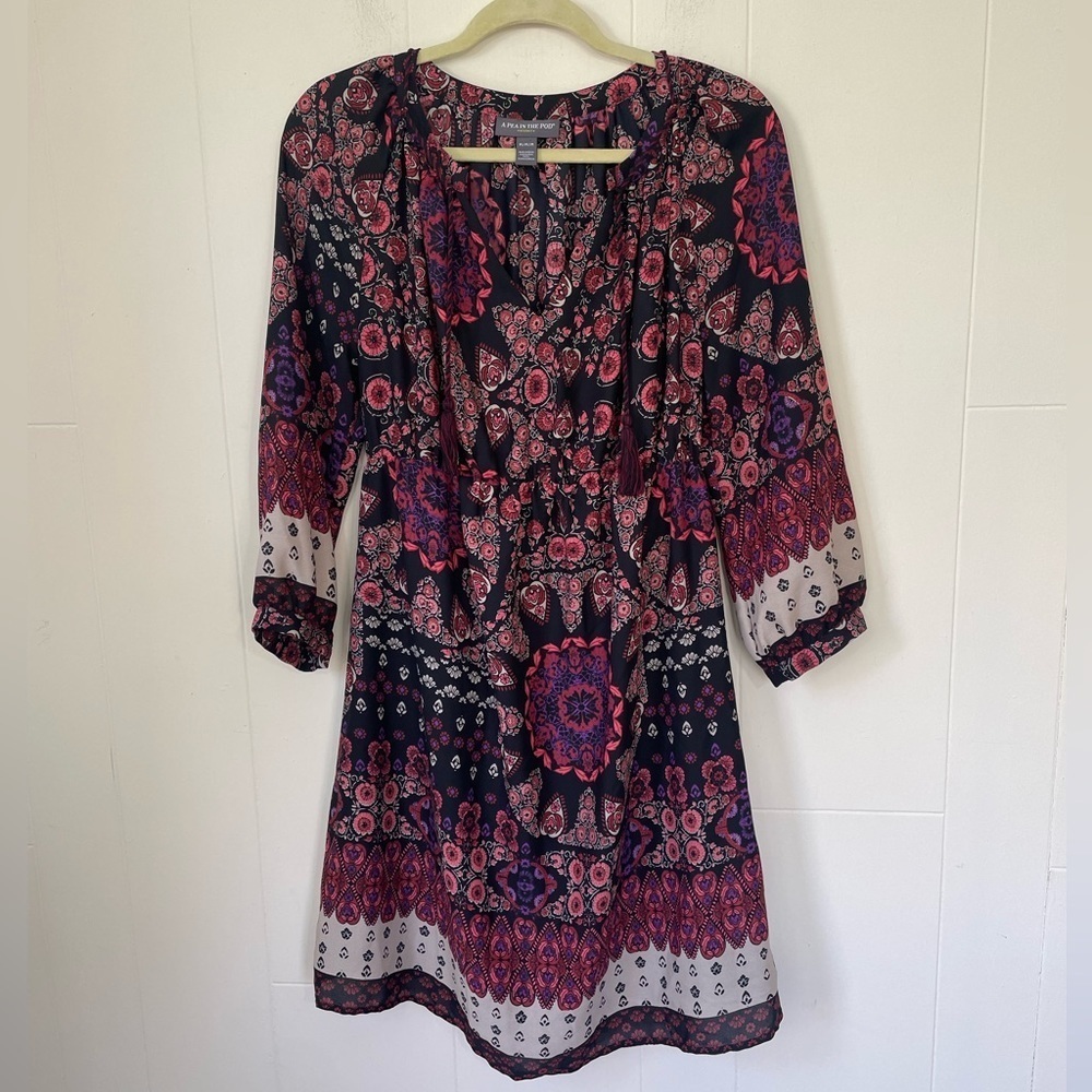 A Pea In The Pod Maternity Dress Size M Boho Chic Paisley Long Sleeve Lined
